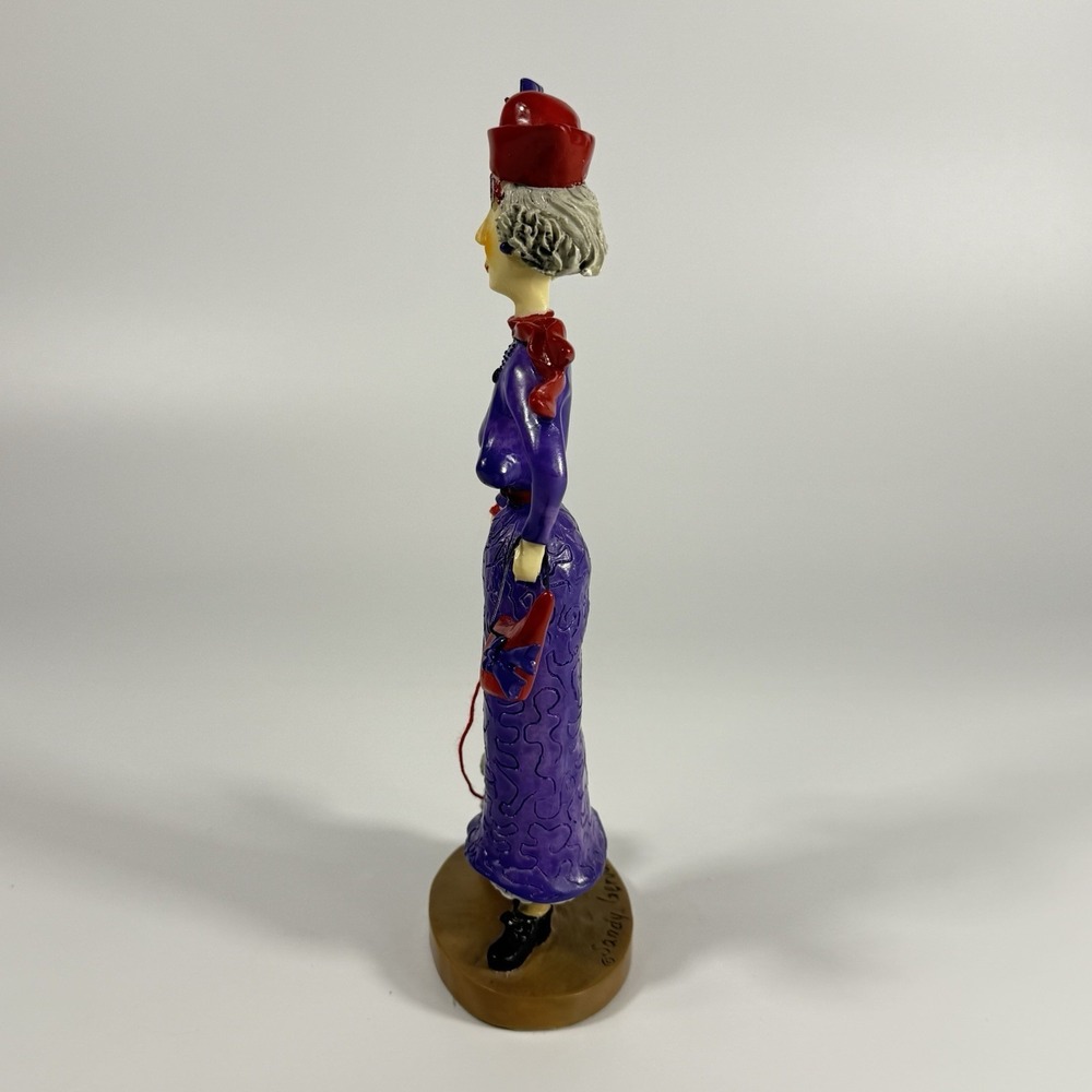 Red Hat Lady Walking Small‎ White Dog, Sandy Gervais figure 8" X 3" - Picture 3 of 16